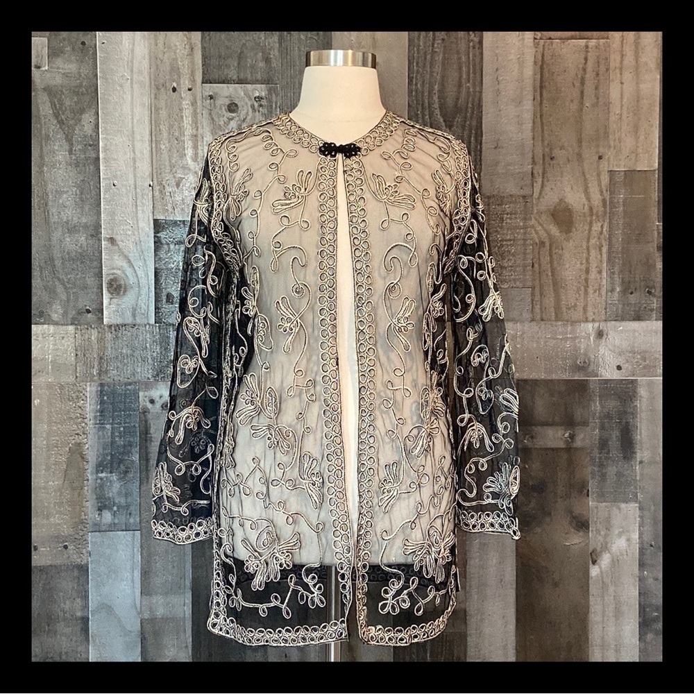 Vintage 90s kimono large sheer sophisticated resortwear romantic cocktail party
